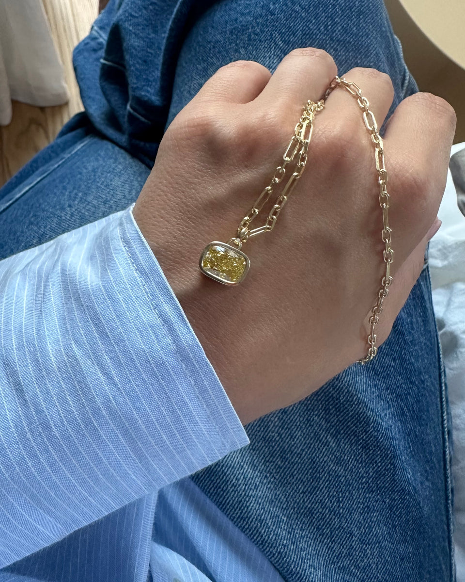 Yellow Cushion Necklace
