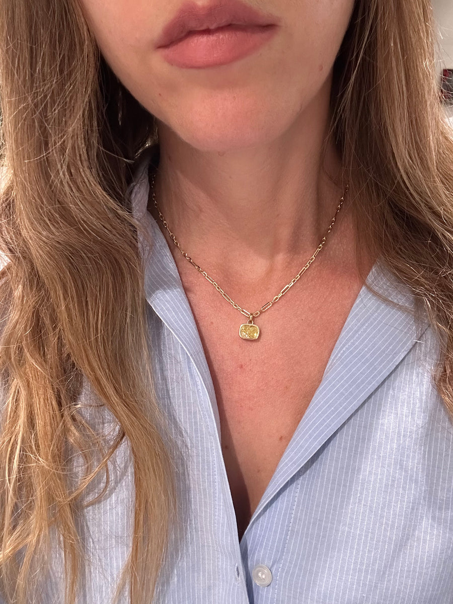 Yellow Cushion Necklace