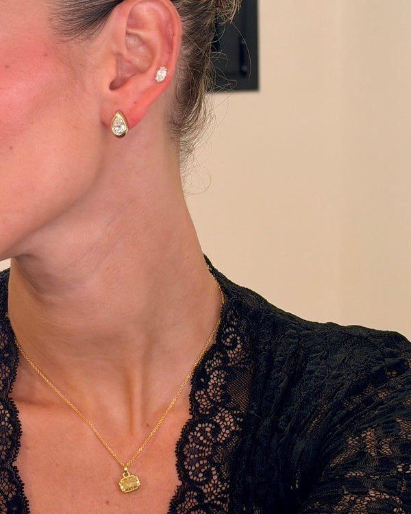 Bezel pear shape earrings