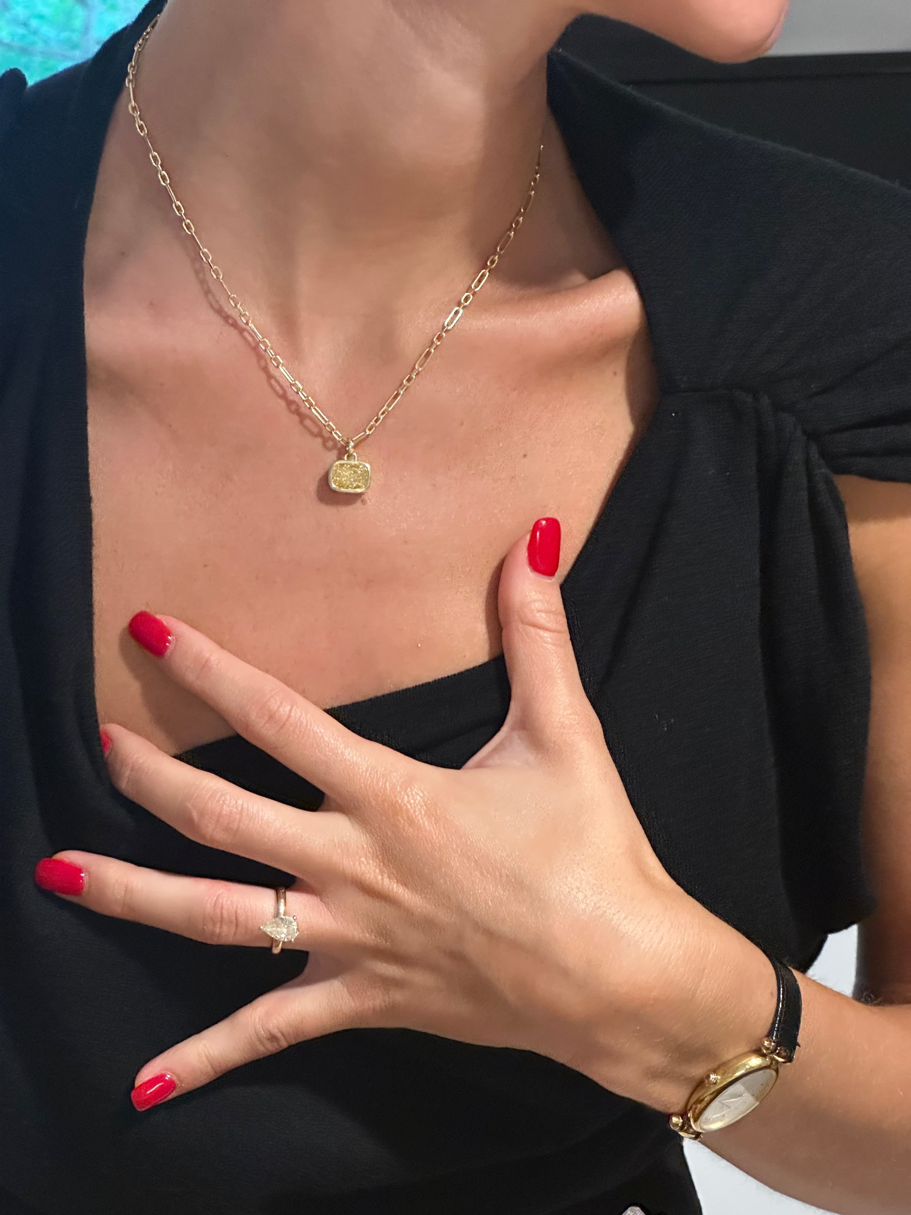 Yellow Cushion Necklace