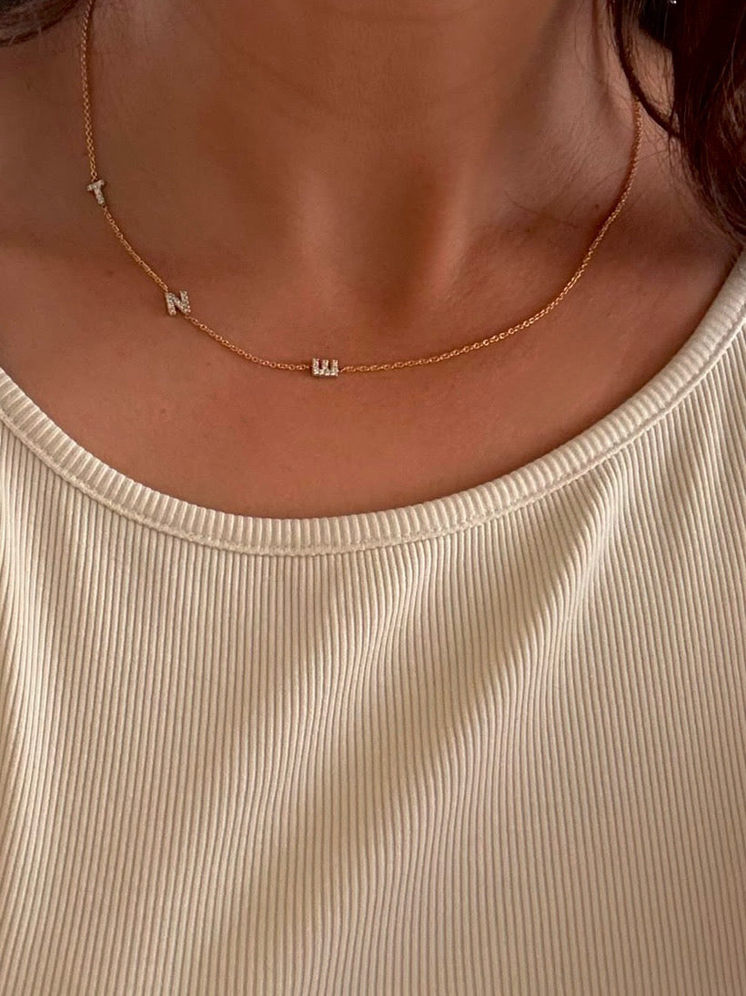 side letter necklace